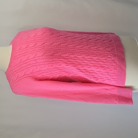 Talbots Confetti Marled Lightweight Cable Knit Sweater Pink Size MP NWT - Picture 2 of 13